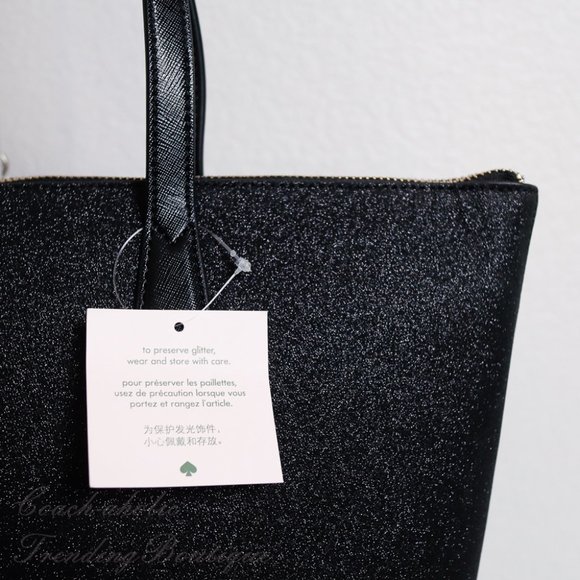 NWT Kate Spade Lola Glitter Tote in Black - Picture 4 of 10